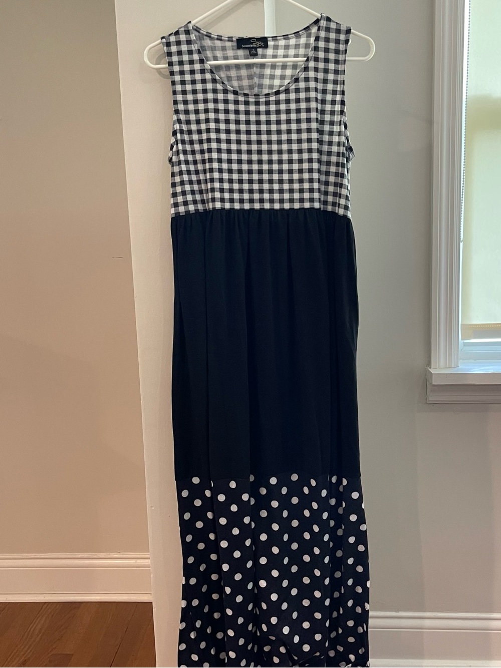 Black & White Mixed-Print Maxi Dress
